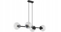 Pendelleuchte 4-flammig Glas Metall Schwarz E27 L:75 cm