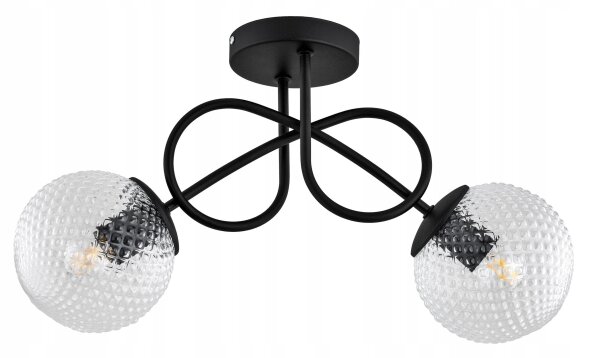 Deckenleuchte Metall Glas E27 L:40 cm 2-flammig Retro