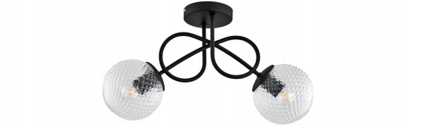 Deckenleuchte Metall Glas E27 L:40 cm 2-flammig Retro