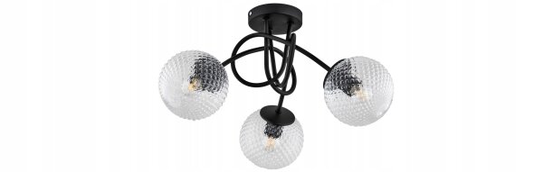 Deckenleuchte 3-flammig Glas Kugel Metall E27 L:50 cm