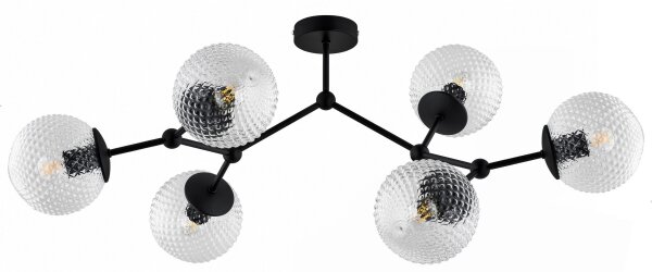 Deckenleuchte 6-flammig Metall Glas E27 L:80 cm Retro