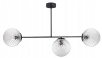 Deckenleuchte 3-flammig Glas Metall Schwarz E27 L:80 cm