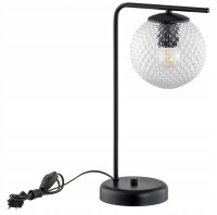 Tischlampe Glas Metall Schwarz E27 H:38 cm wohnlich