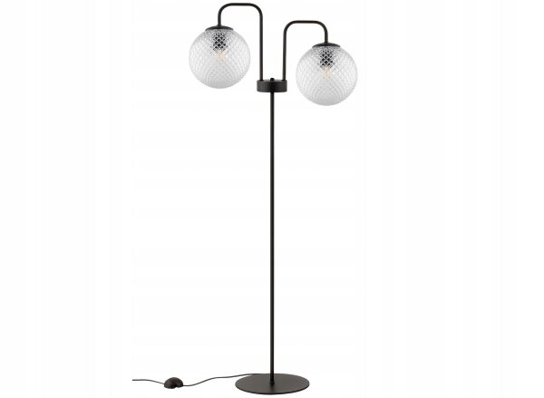 Stehleuchte Glas Metall Schwarz 2-flammig E27 150 cm
