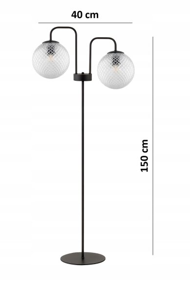 Stehleuchte Glas Metall Schwarz 2-flammig E27 150 cm