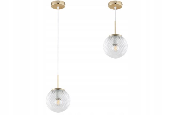 Pendelleuchte Retro Glas Metall Gold E27 B:15 cm Retro