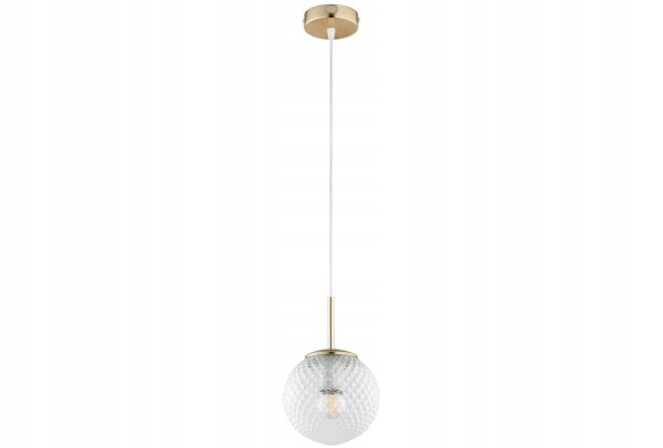 Pendelleuchte Retro Glas Metall Gold E27 B:15 cm Retro