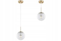 Pendelleuchte Retro Glas Metall Gold E27 B:15 cm Retro