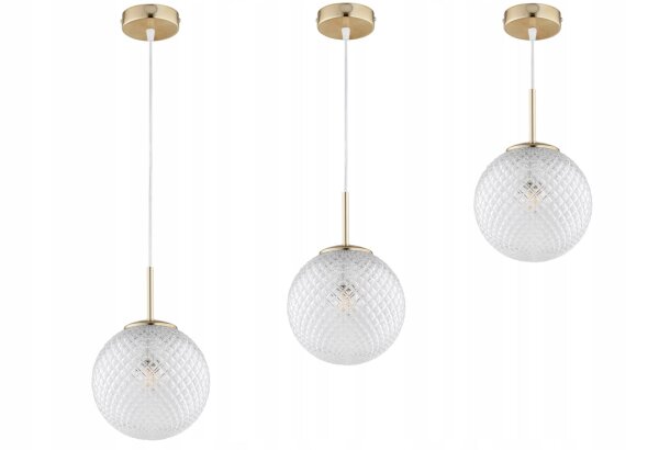 Pendelleuchte Retro Glas Metall Gold E27 B:18 cm Retro