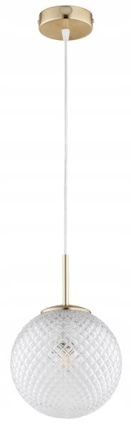 Pendelleuchte Retro Glas Metall Gold E27 B:20 cm Retro