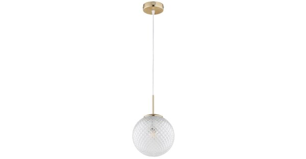 Pendelleuchte Retro Glas Metall Gold E27 B:20 cm Retro