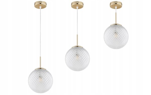 Pendelleuchte Retro Glas Metall Gold E27 B:20 cm Retro