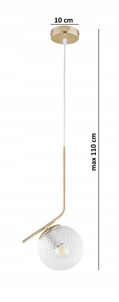 Hängelampe Retro Schirm Glas Metall Gold E27 B:15 cm