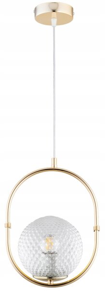 Pendelleuchte Glasschirm Metall Gold Retro E27 B:15 cm