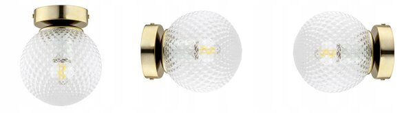 Deckenleuchte Retro Glas Metall Gold E27 Ø15 cm rund