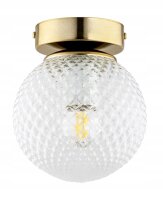 Deckenleuchte Retro Glas Metall Gold E27 Ø15 cm rund