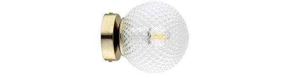 Wandleuchte Retro Glas Schirm Metall Gold E27 L:15 cm