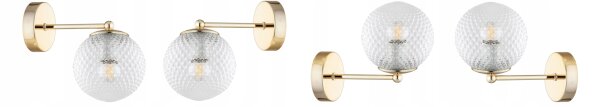 Wandlampe Retro Schirm Glas Metall Gold E27 T:20 cm