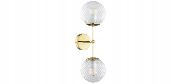 Wandlampe Up Down Retro Glas Metall Gold E27 H:40 cm