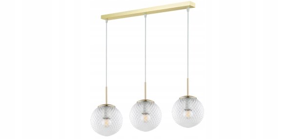 Pendelleuchte 3-flammig Glas Metall Gold E27 60 cm