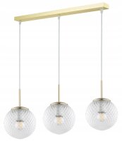 Pendelleuchte 3-flammig Glas Metall Gold E27 60 cm