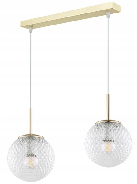 Pendelleuchte 2-flammig Glas Metall Gold E27 40 cm