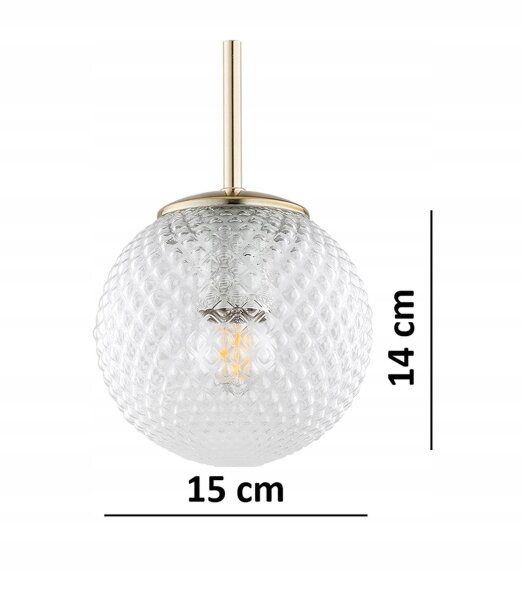 Pendelleuchte 3-flammig Gold Metall Glas E27 B:30 cm