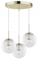 Pendelleuchte 3-flammig Gold Metall Glas E27 B:30 cm