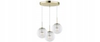 Pendelleuchte 3-flammig Gold Metall Glas E27 B:30 cm