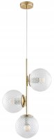 Pendelleuchte Glas Metall Gold E27 3-flmg B:25 cm Retro