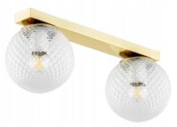 Deckenlampe 2-flammig Glas Metall Gold E27 40 cm Retro