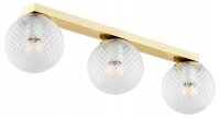 Deckenleuchte 3-flammig Glas Metall Gold E27 L:60 cm