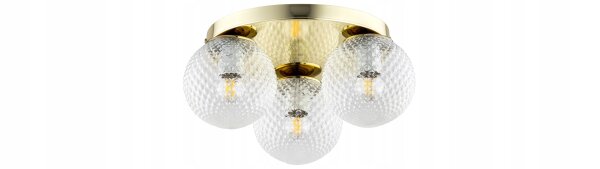 Deckenlampe Glas Metall Gold E27 Ø30 cm 3-flammig Retro