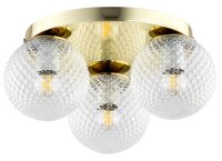 Deckenlampe Glas Metall Gold E27 Ø30 cm 3-flammig...