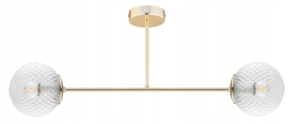 Deckenlampe Glas Metall Gold 2-flammig E27 70 cm Retro