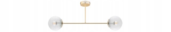 Deckenlampe Glas Metall Gold 2-flammig E27 70 cm Retro