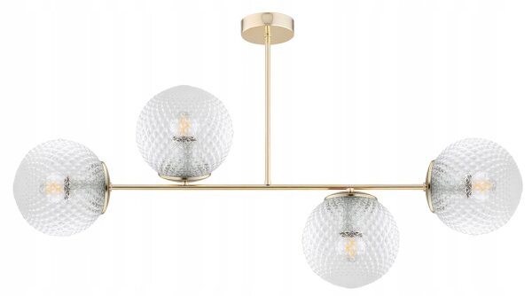 Deckenleuchte 4-flammig Glas Metall Gold E27 80 cm