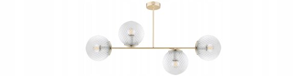 Deckenleuchte 4-flammig Glas Metall Gold E27 80 cm