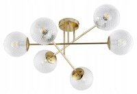 Deckenleuchte 6-flammig Gold Metall Glas E27 B:70 cm