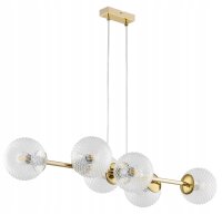 Pendelleuchte 6-flammig Glas Metall Gold E27 90 cm