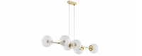 Pendelleuchte 6-flammig Glas Metall Gold E27 90 cm