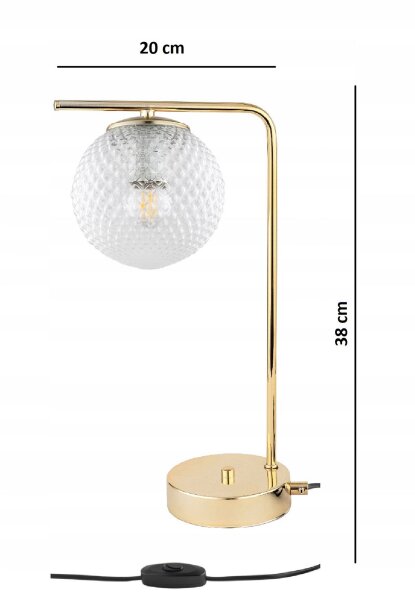 Tischleuchte Retro Metall Glas Metall Gold E27 38 cm