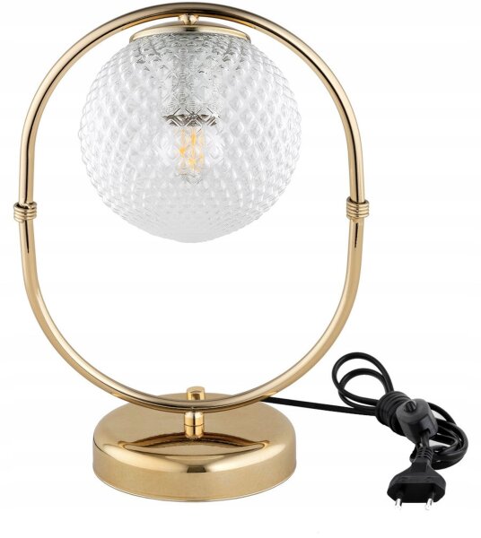 Tischleuchte Retro Glas Metall Gold E27 35 cm Retro