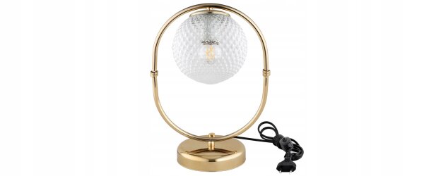 Tischleuchte Retro Glas Metall Gold E27 35 cm Retro