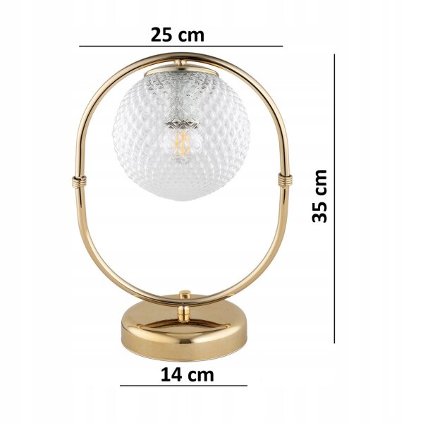 Tischleuchte Retro Glas Metall Gold E27 35 cm Retro