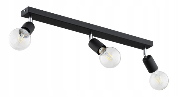 Deckenspot flexibel Schwarz E27 3-flammig L:60 cm Retro