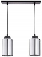 Pendelleuchte 2-flammig Metall Schwarz Silber E27 40 cm
