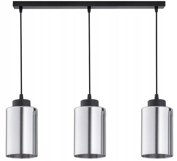 Hängelampe 3-flammig Schwarz Silber Metall E27 60 cm