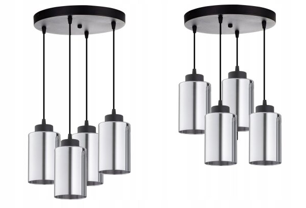Pendelleuchte 4-flammig Metall Silber E27 B:30 cm rund