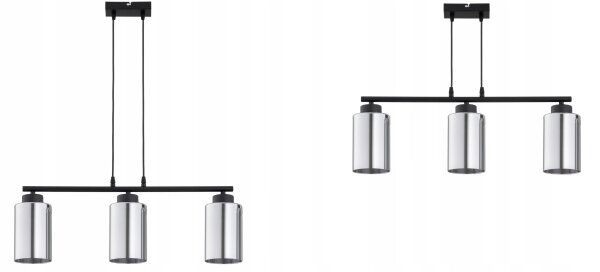 Hängelampe 3-flammig Silber Metall E27 L:10 cm Modern